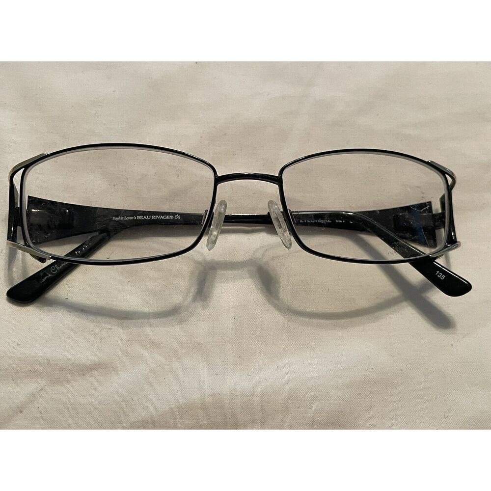 Sophia Loren Beau Rivage Gold Black Metal Rectangular Glasses Zyloware 52 17 135